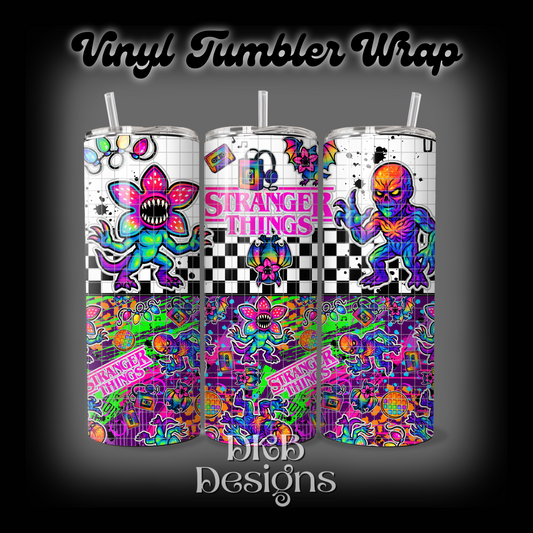 Strange sticker book vinyl tumbler wrap