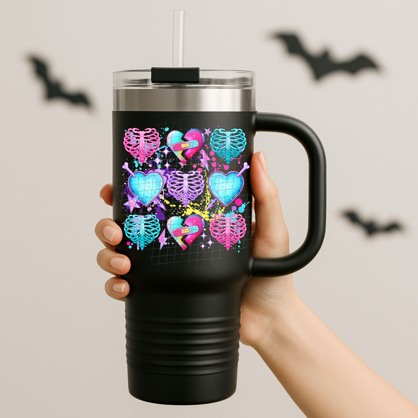 Skelly hearts UV DTF