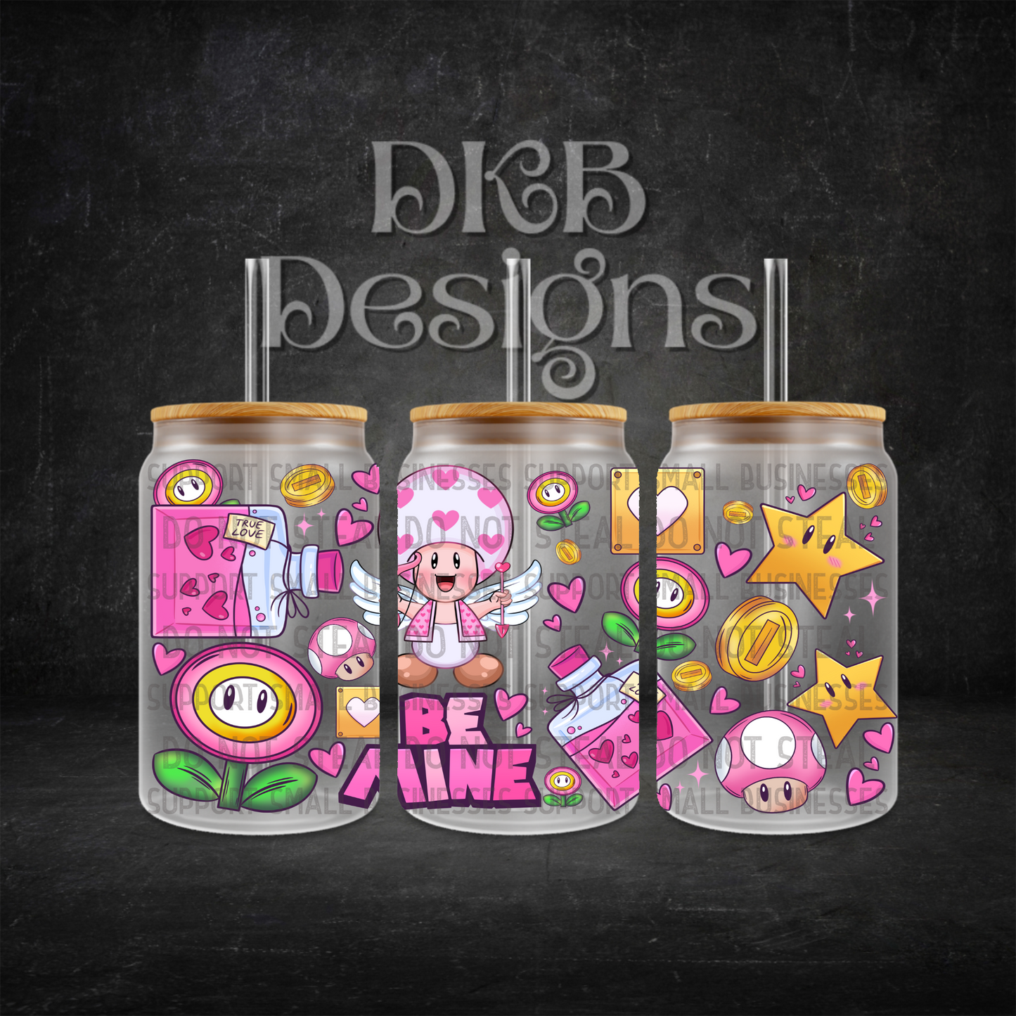 Vday toad 16oz glass can UV DTF