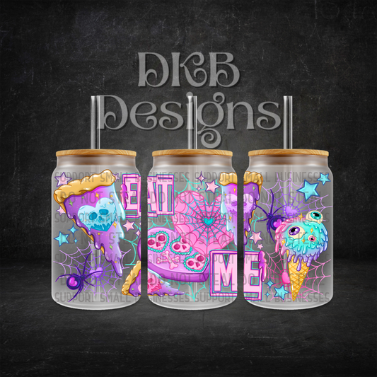 Eat me 16oz glass can UV DTF