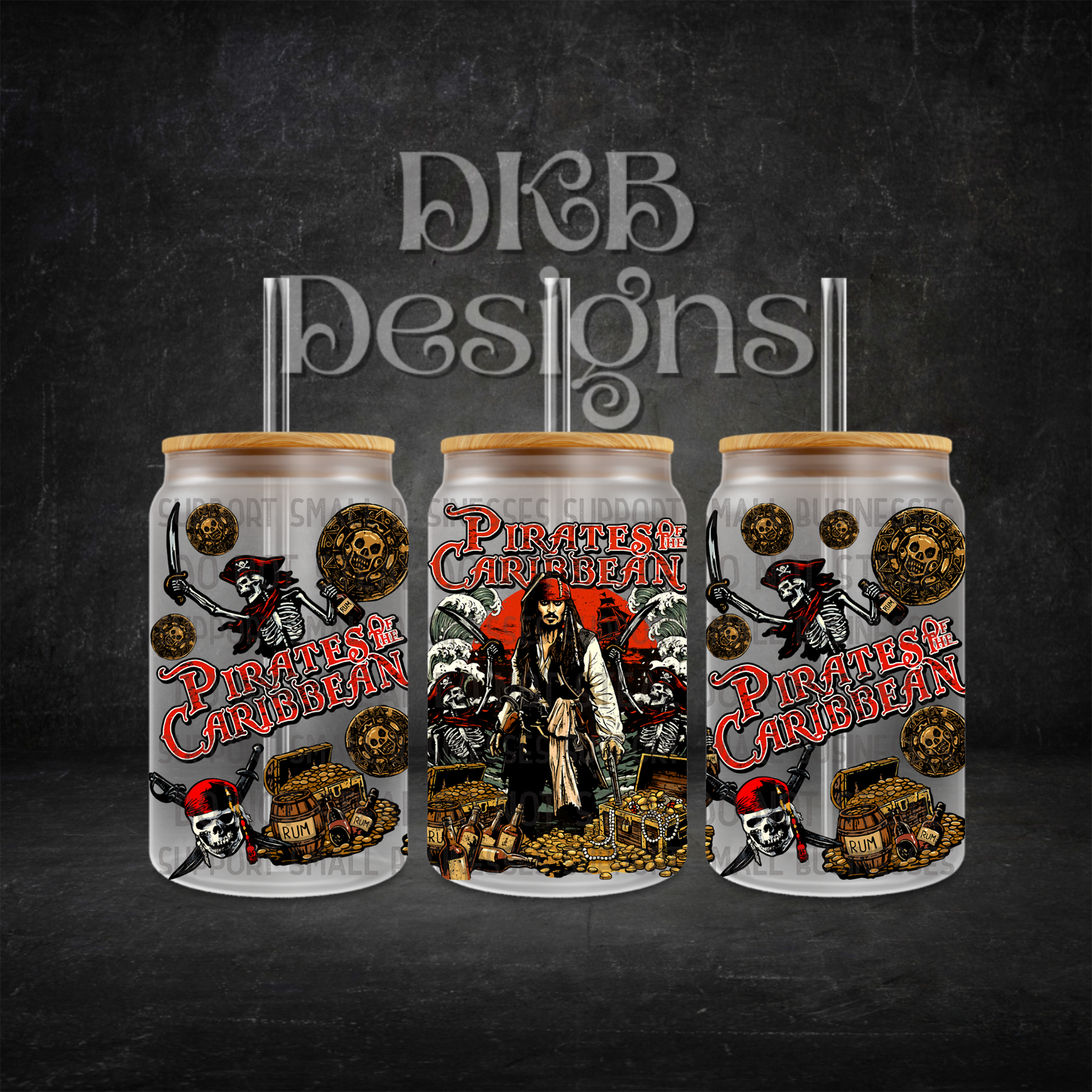 Pirates 16oz glass can UV DTF