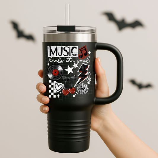 Music heals the soul white UV DTF