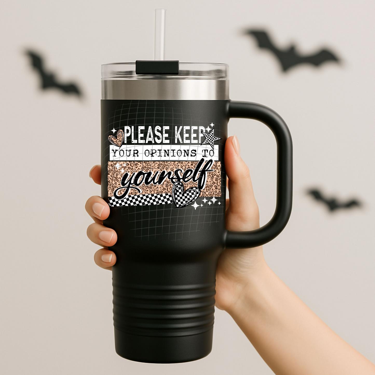 Opinions to yourself white UV DTF