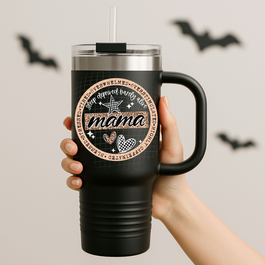 Mama circle white UV DTF