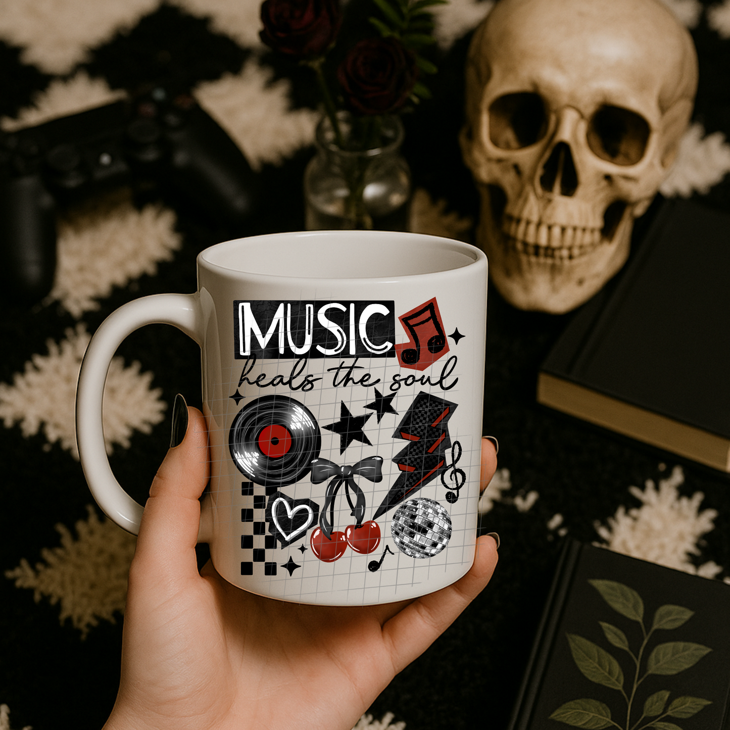 Music heals the soul black UV DTF