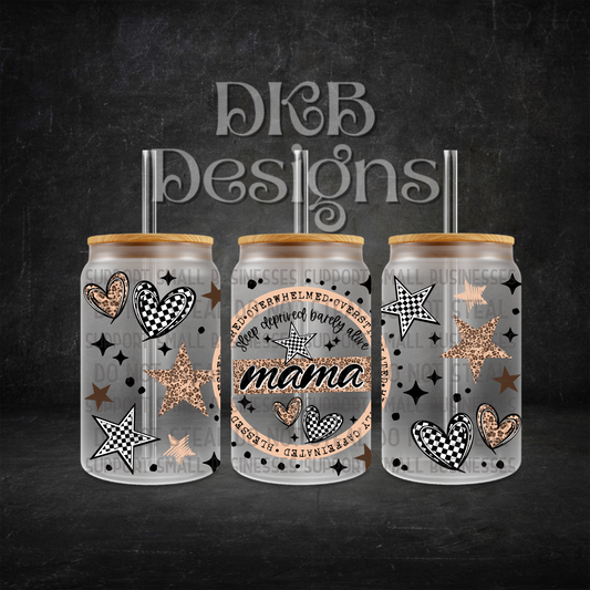 Mama circle 16oz glass can UV DTF