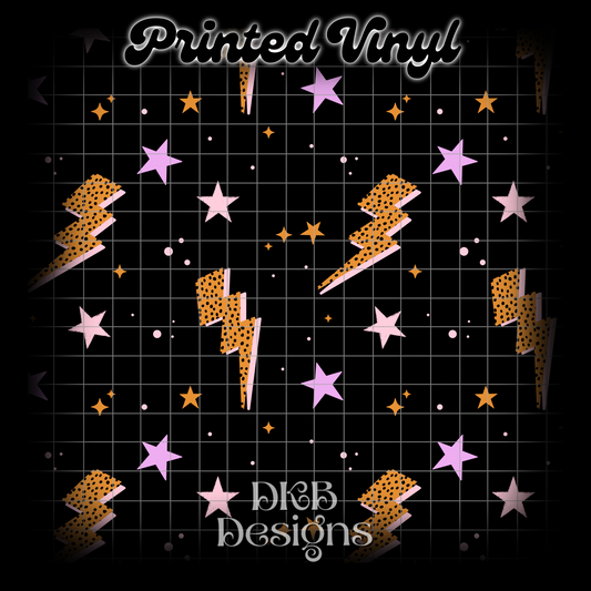 Orange polka dot lightning bolts Vinyl