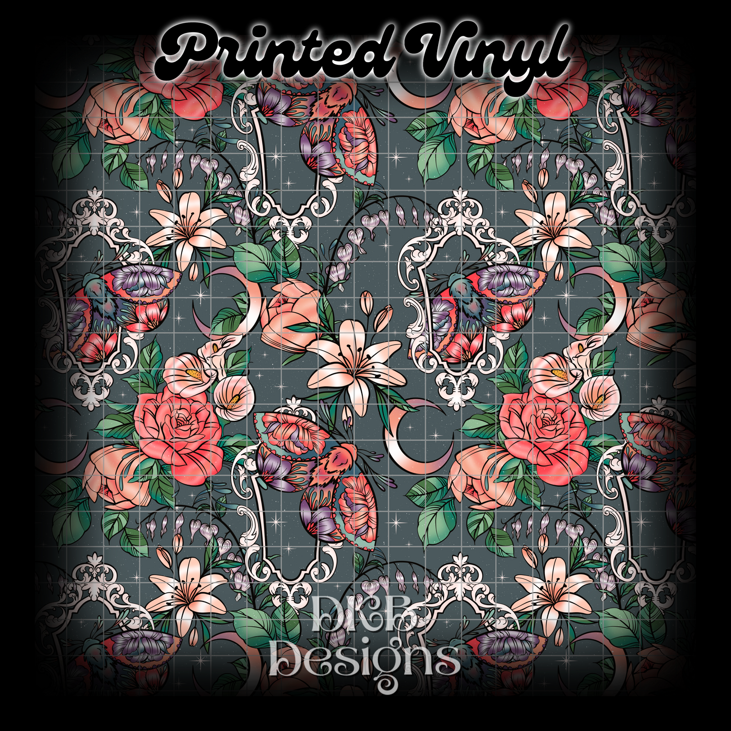 Framed Floral Printed Vinyl (3 color ways)