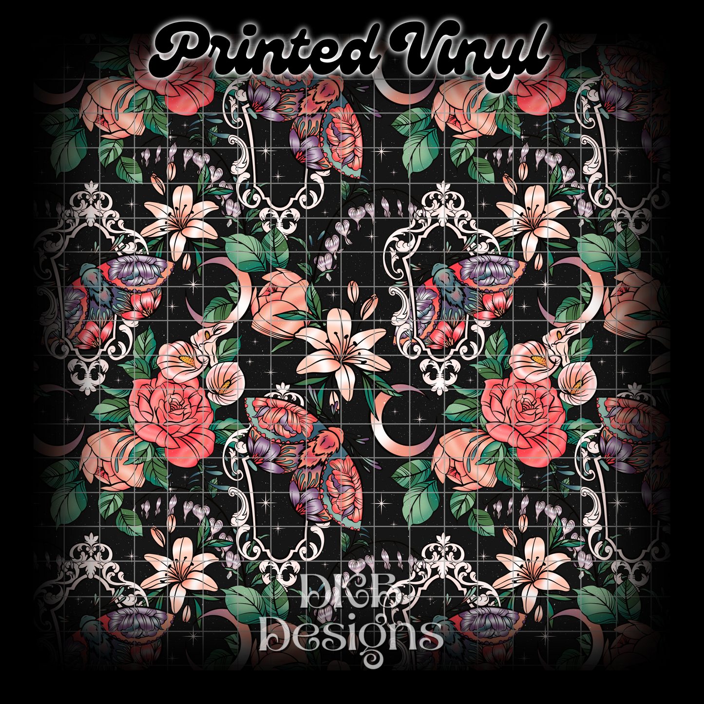 Framed Floral Printed Vinyl (3 color ways)