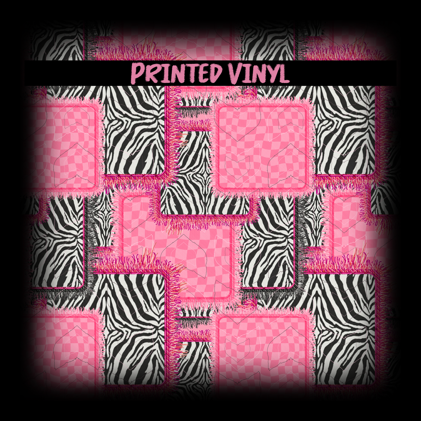 Pink zebra patch Printed Vinyl