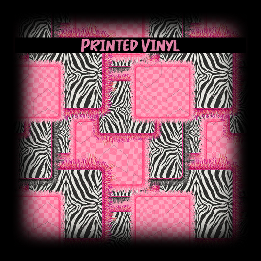 Pink zebra patch Printed Vinyl