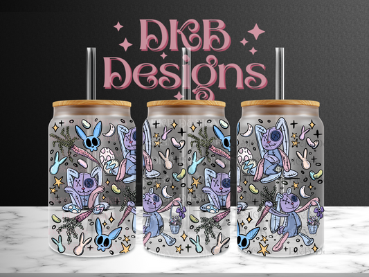 Ragdoll bunnies 16oz glass can UV DTF