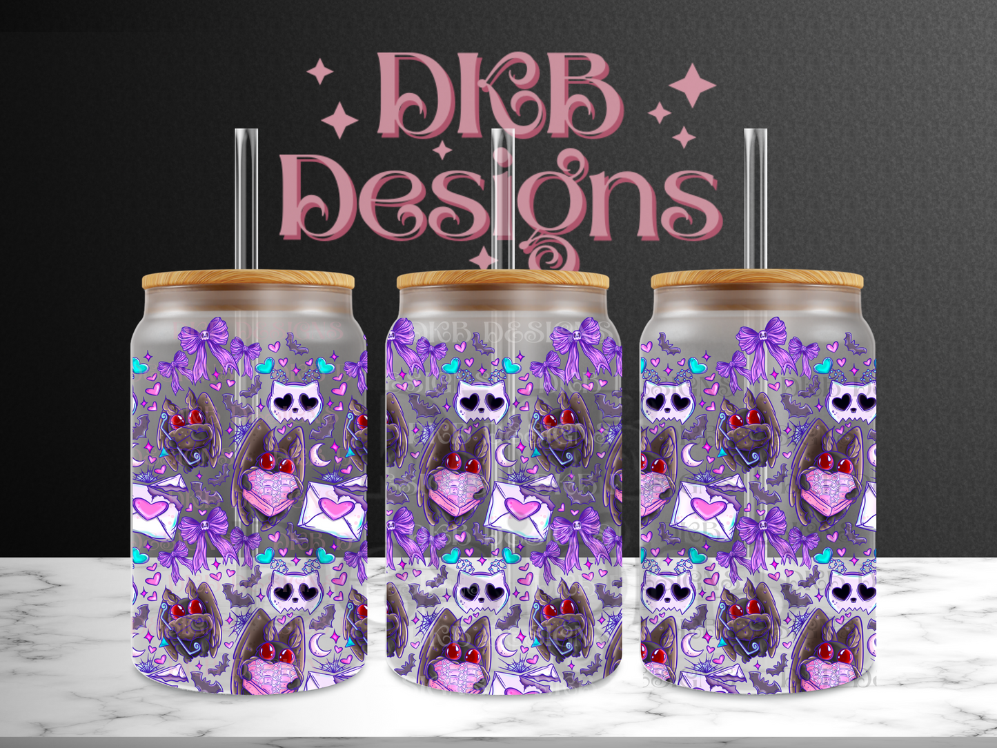 With love, mothman 16oz glass can UV DTF