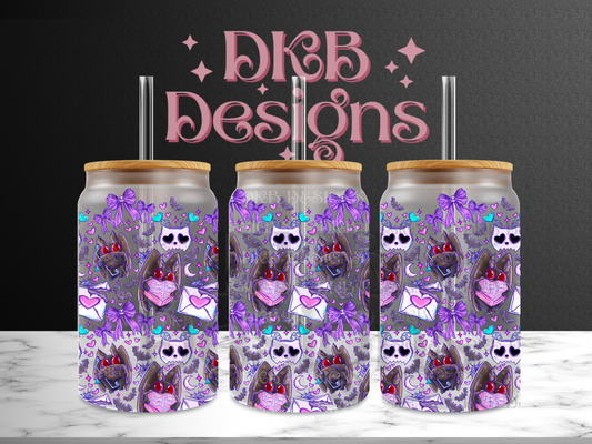 With love, mothman 16oz glass can UV DTF