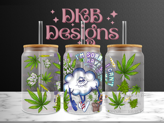 Cloud stuff 16oz glass can UV DTF