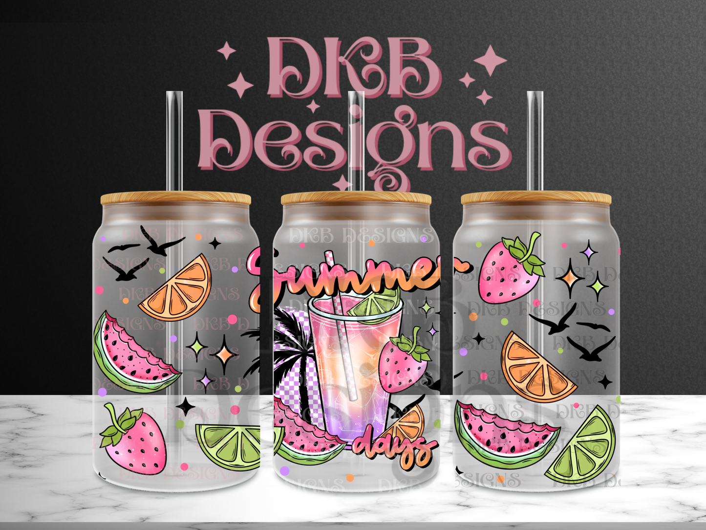 Summer days 16oz glass can UV DTF