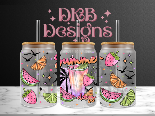 Summer days 16oz glass can UV DTF