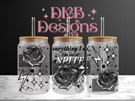 Spite 16oz glass can UV DTF