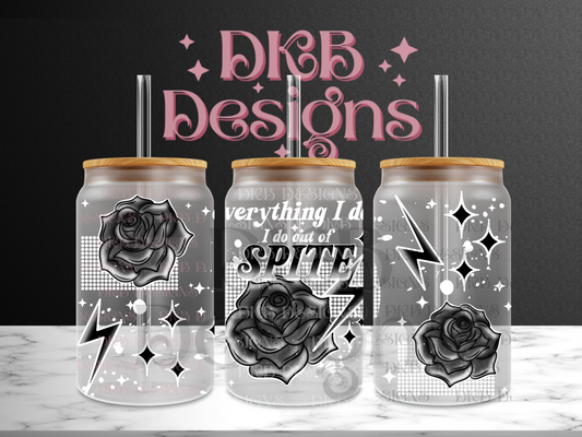 Spite white 16oz glass can UV DTF