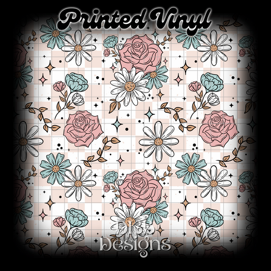 Pink and blue florals Printed Vinyl