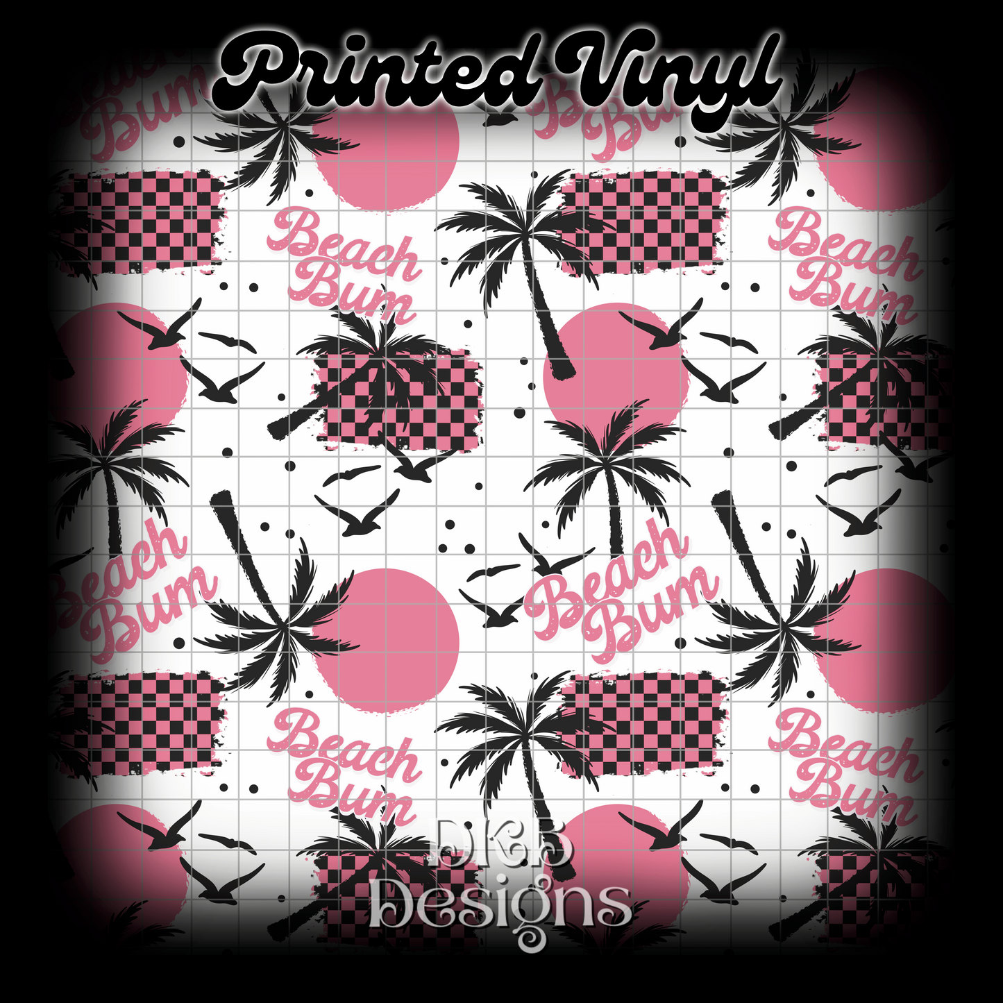 Beach bum pink skulls Printed Vinyl