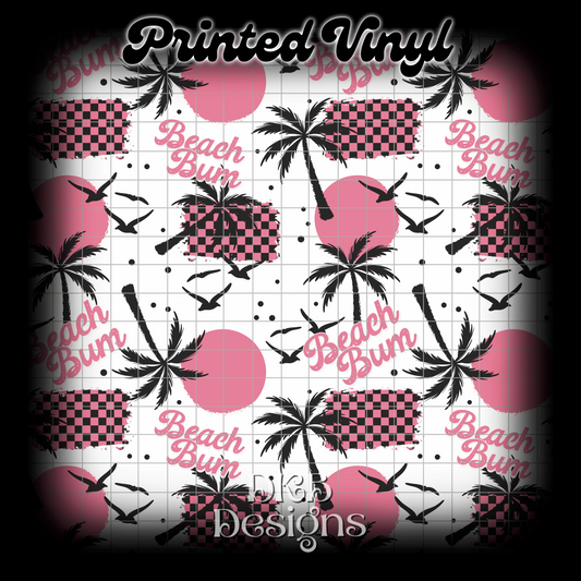 Beach bum pink skulls Printed Vinyl