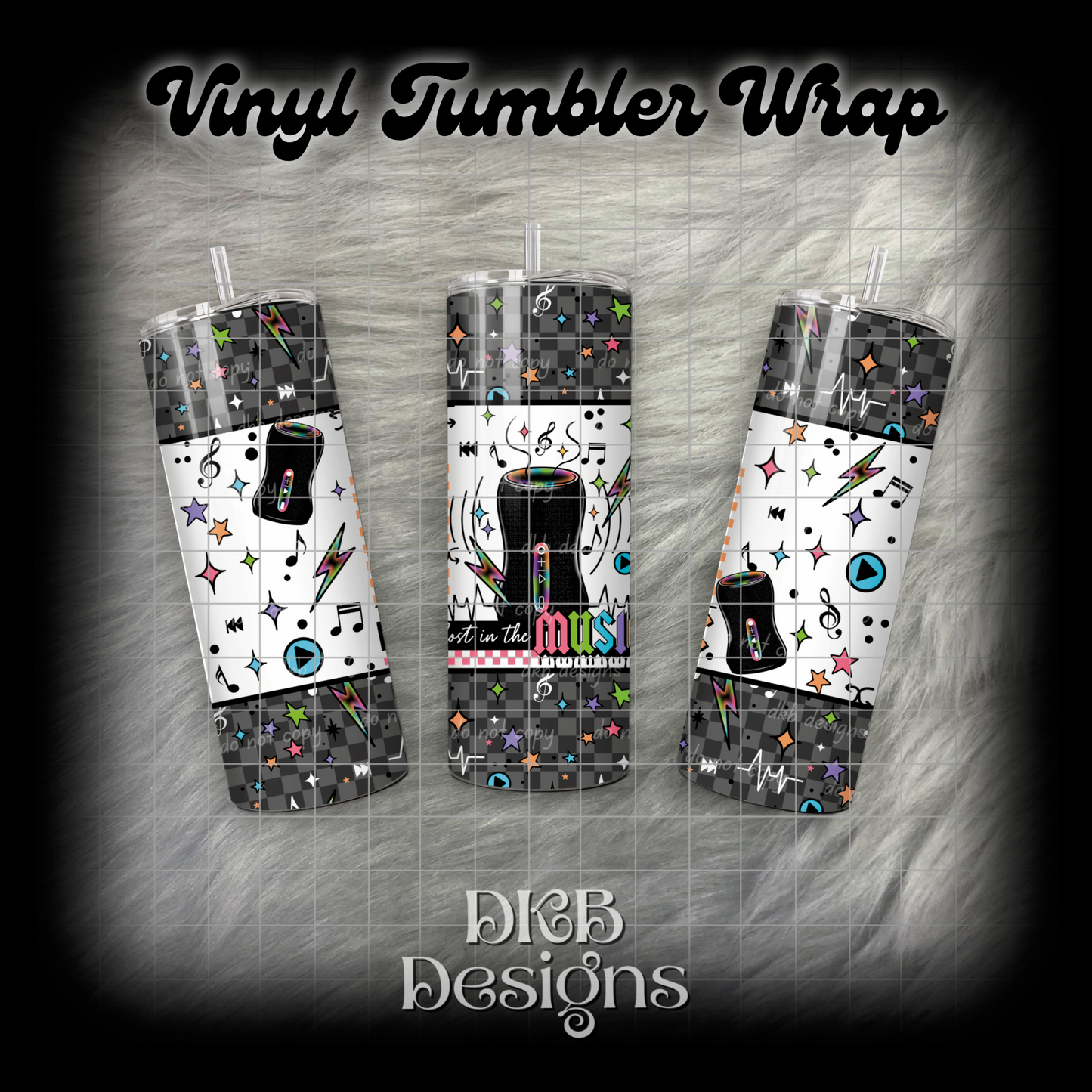 Lost in the music vinyl tumbler wrap