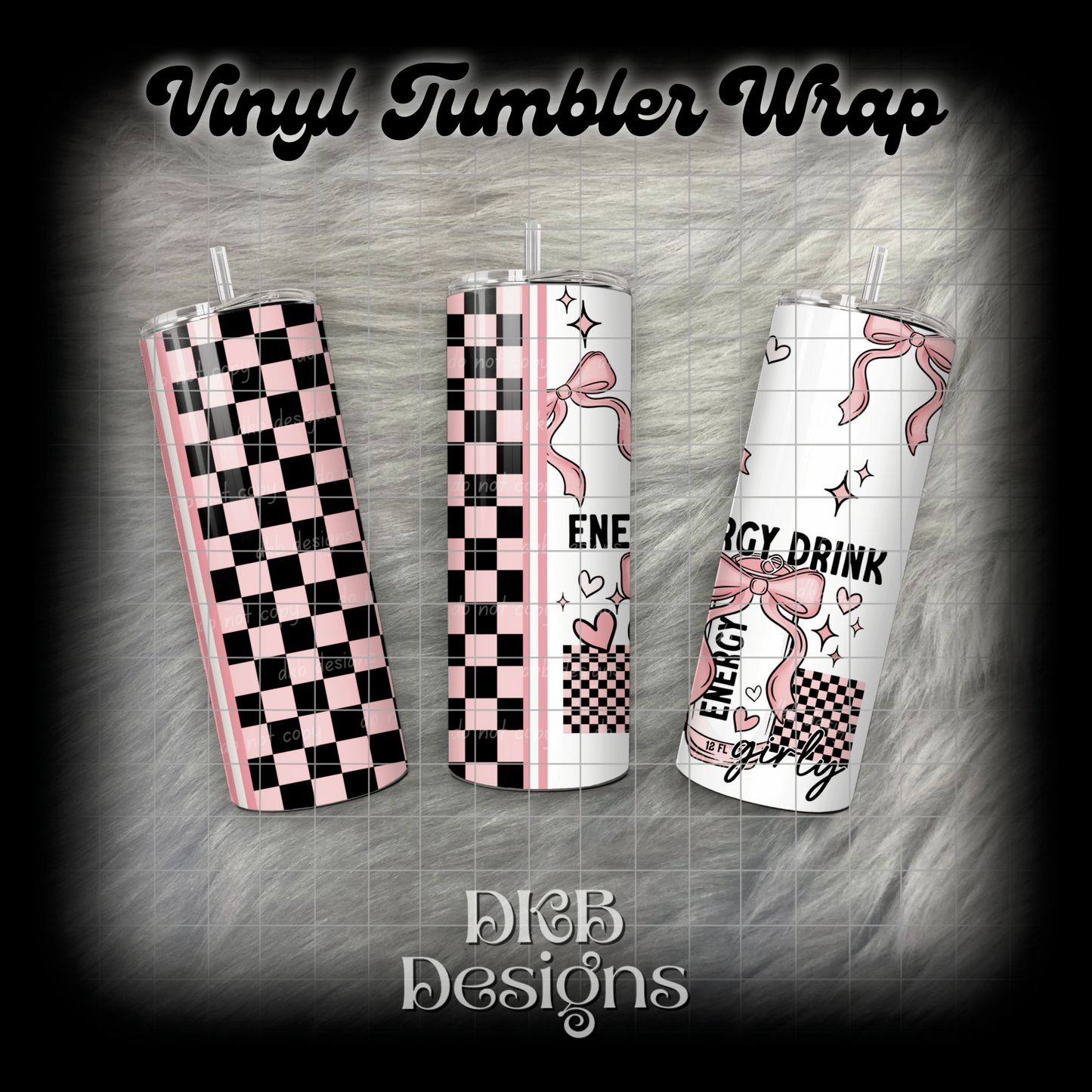 Energy drink girly vinyl tumbler wrap
