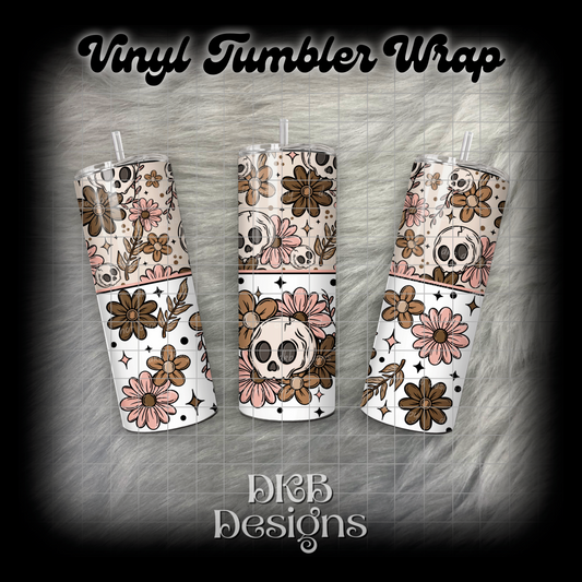 Skull florals vinyl tumbler wrap