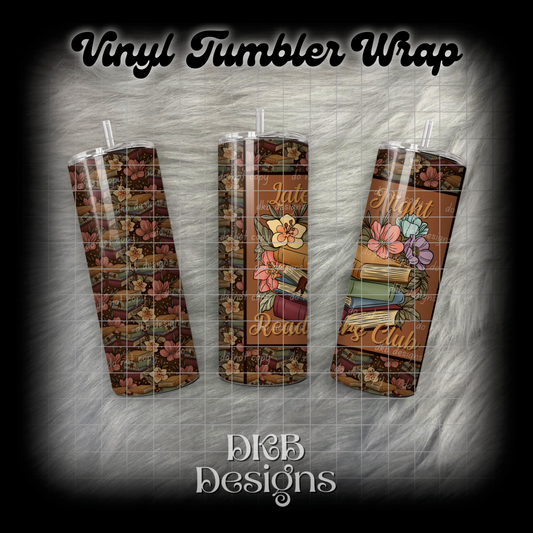 Late night readers club vinyl tumbler wrap
