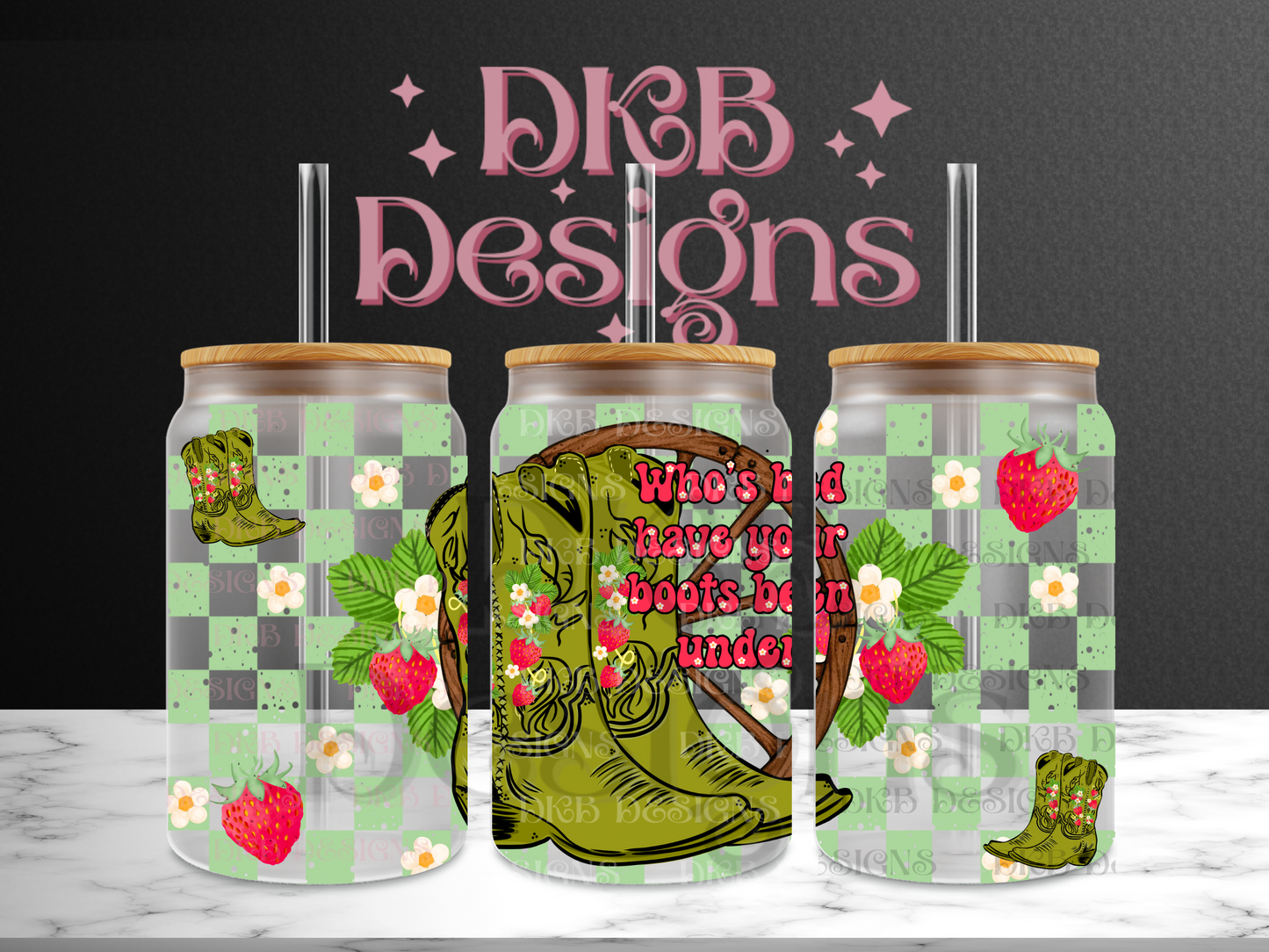 Who’s bed 16oz glass can UV DTF