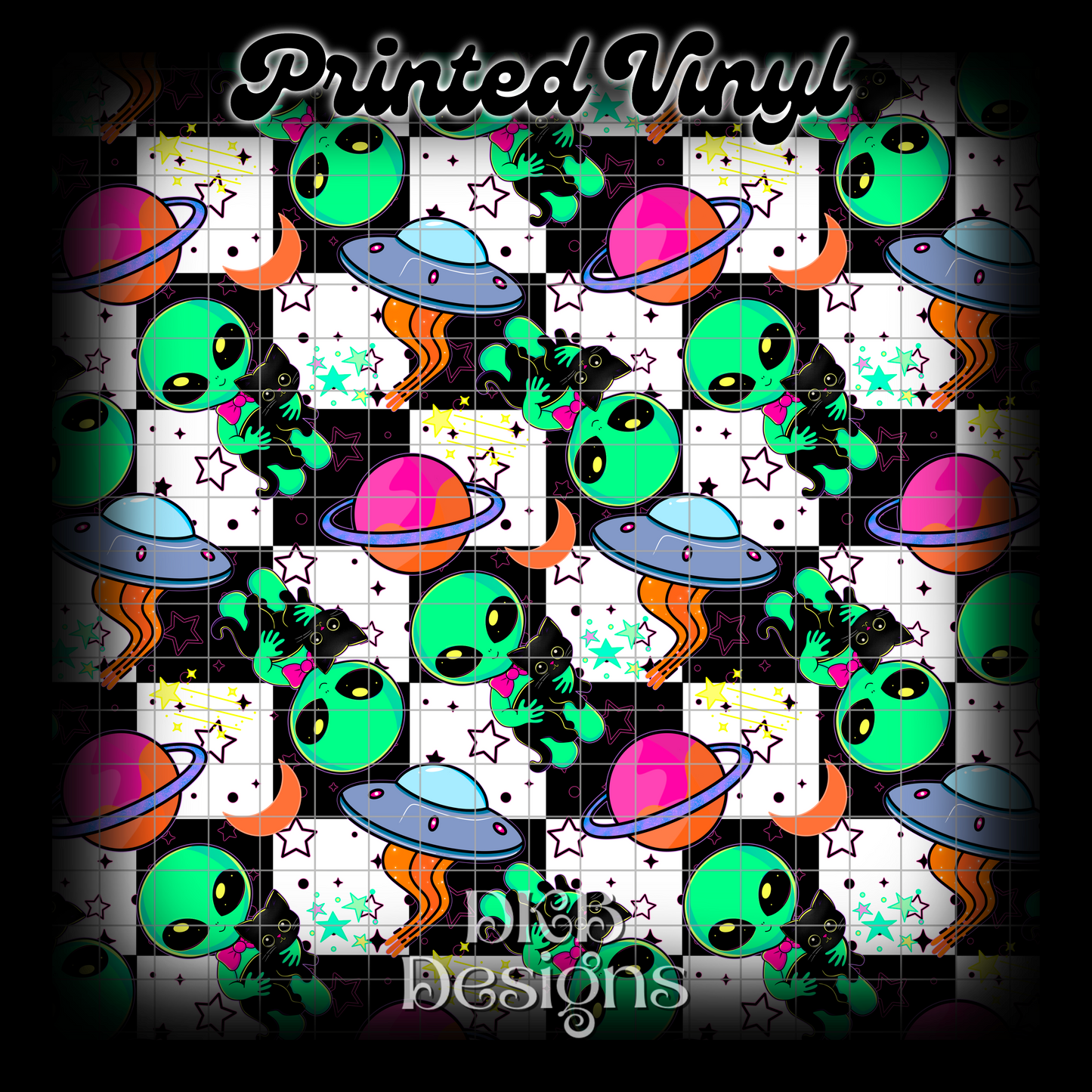 Alien cat pink Printed Vinyl