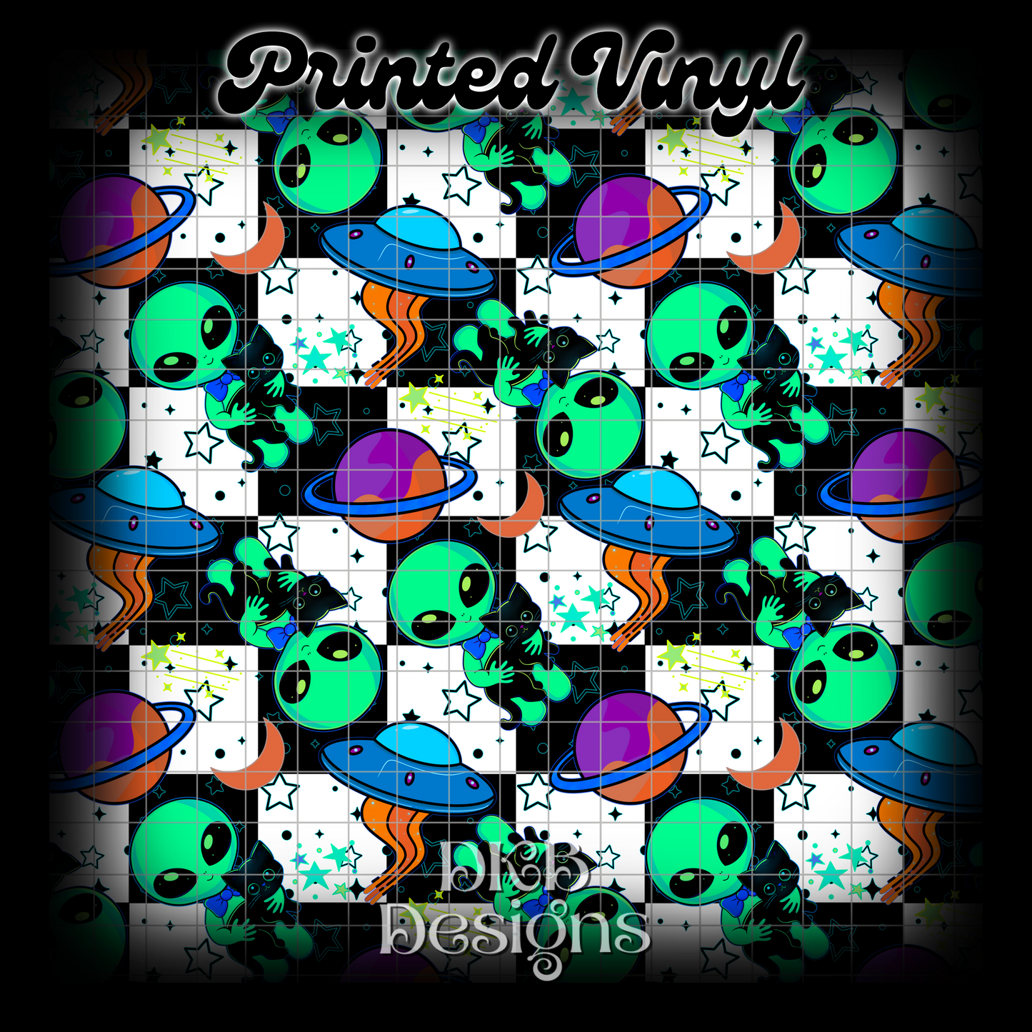 Alien cat blue Printed Vinyl