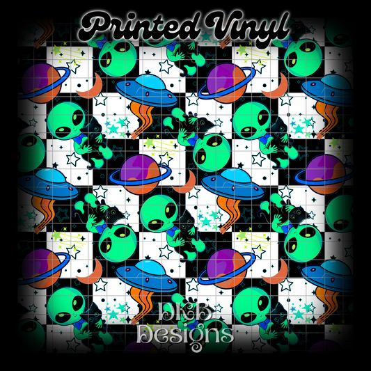 Alien cat blue Printed Vinyl