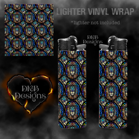 Lion stained glass lighter vinyl wrap
