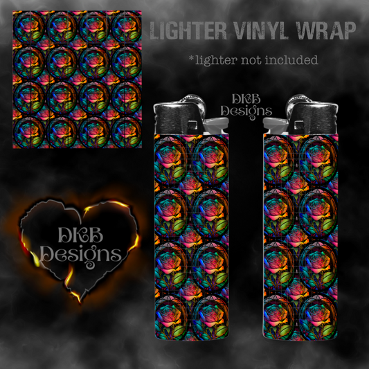 Stained glass rose lighter vinyl wrap
