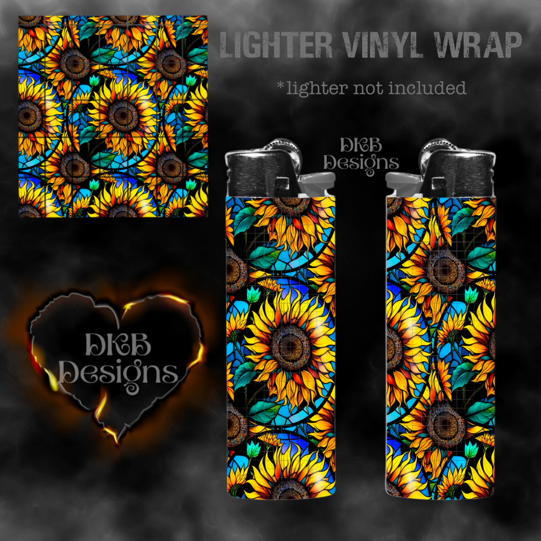 Stained glass sunflower lighter vinyl wrap