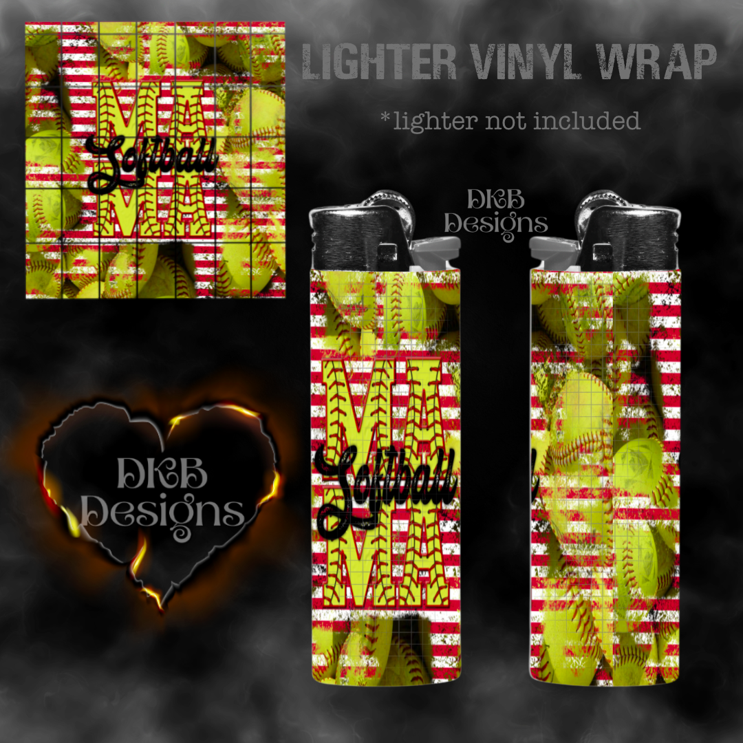 Softball mama vinyl lighter wrap