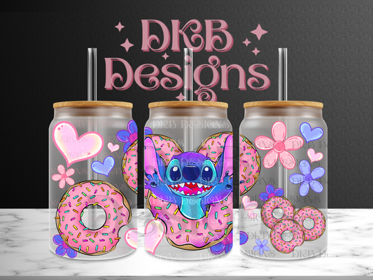 Donuts 16oz glass can UV DTF