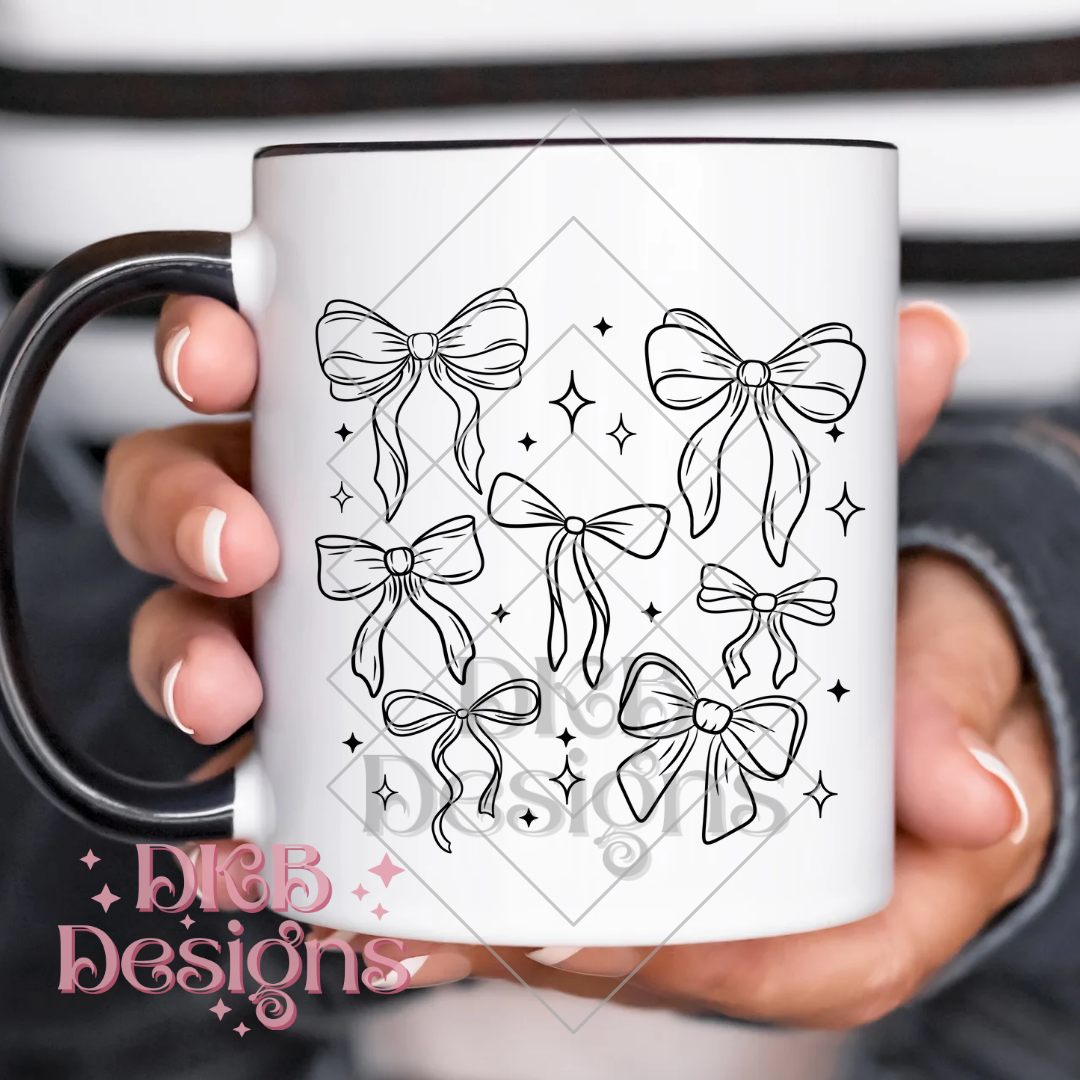 Linework bows black UV DTF
