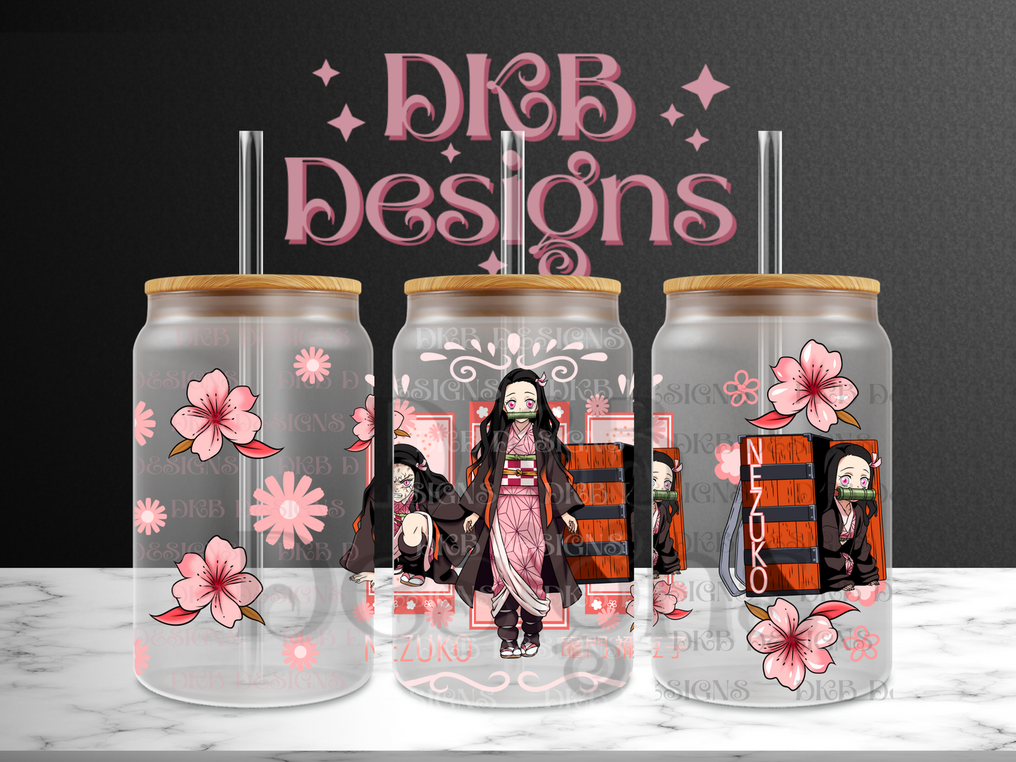 Anime 3 16oz glass can UV DTF