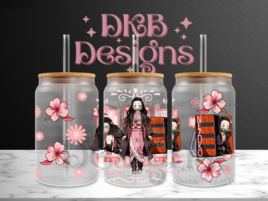 Anime 3 16oz glass can UV DTF