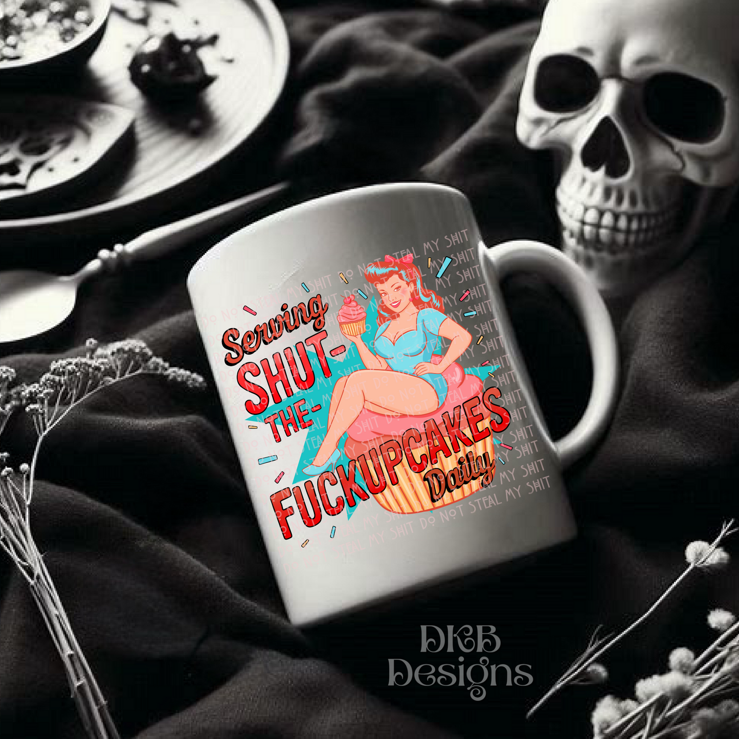 Shut the fuckupcakes red UV DTF