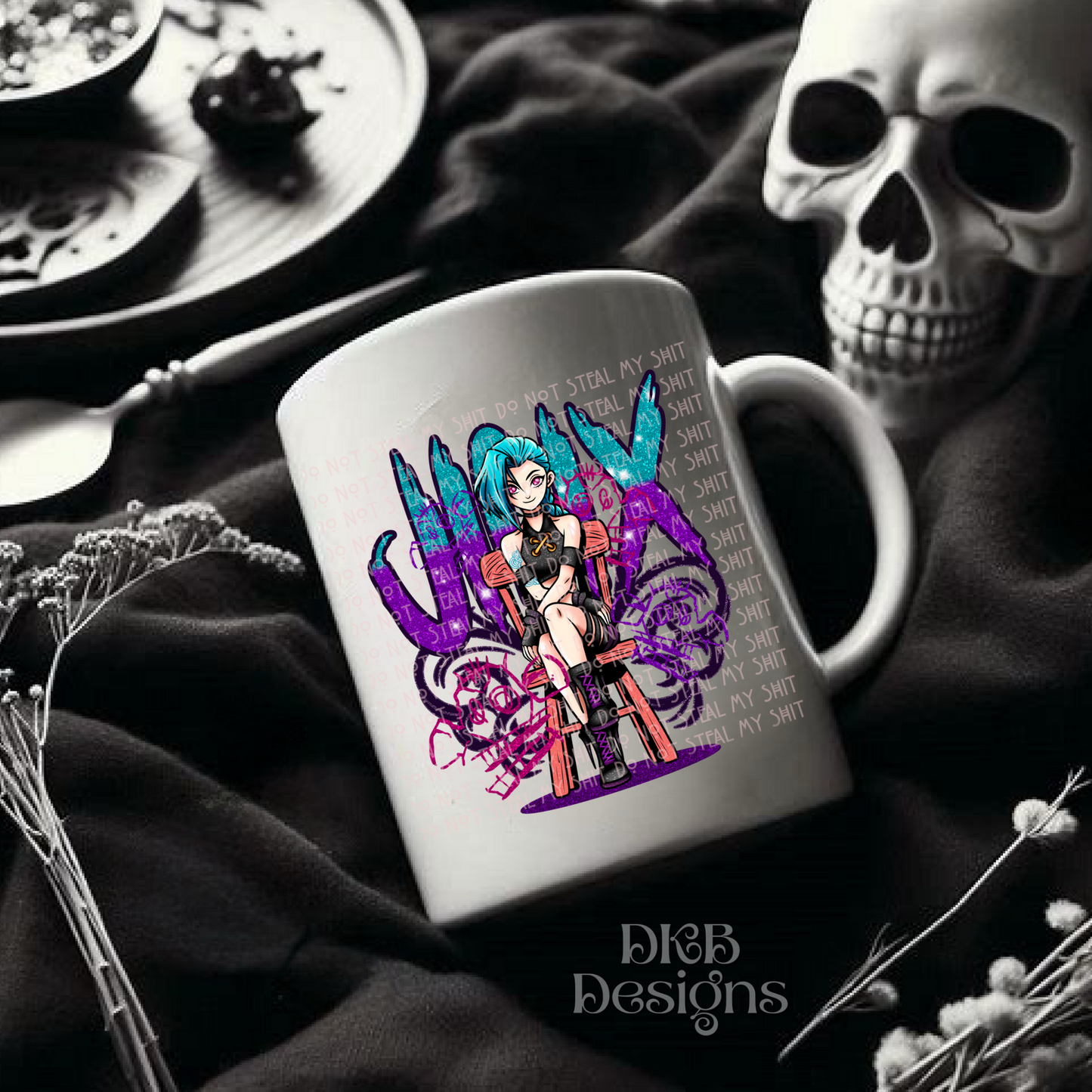 Jinx black outline UV DTF