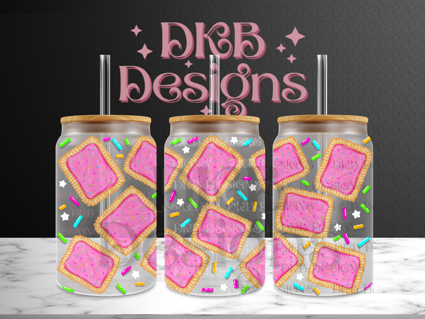 Pop tarts 16oz glass can UV DTF