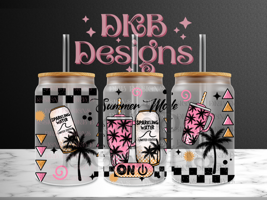 Sparkling water 16oz glass can UV DTF