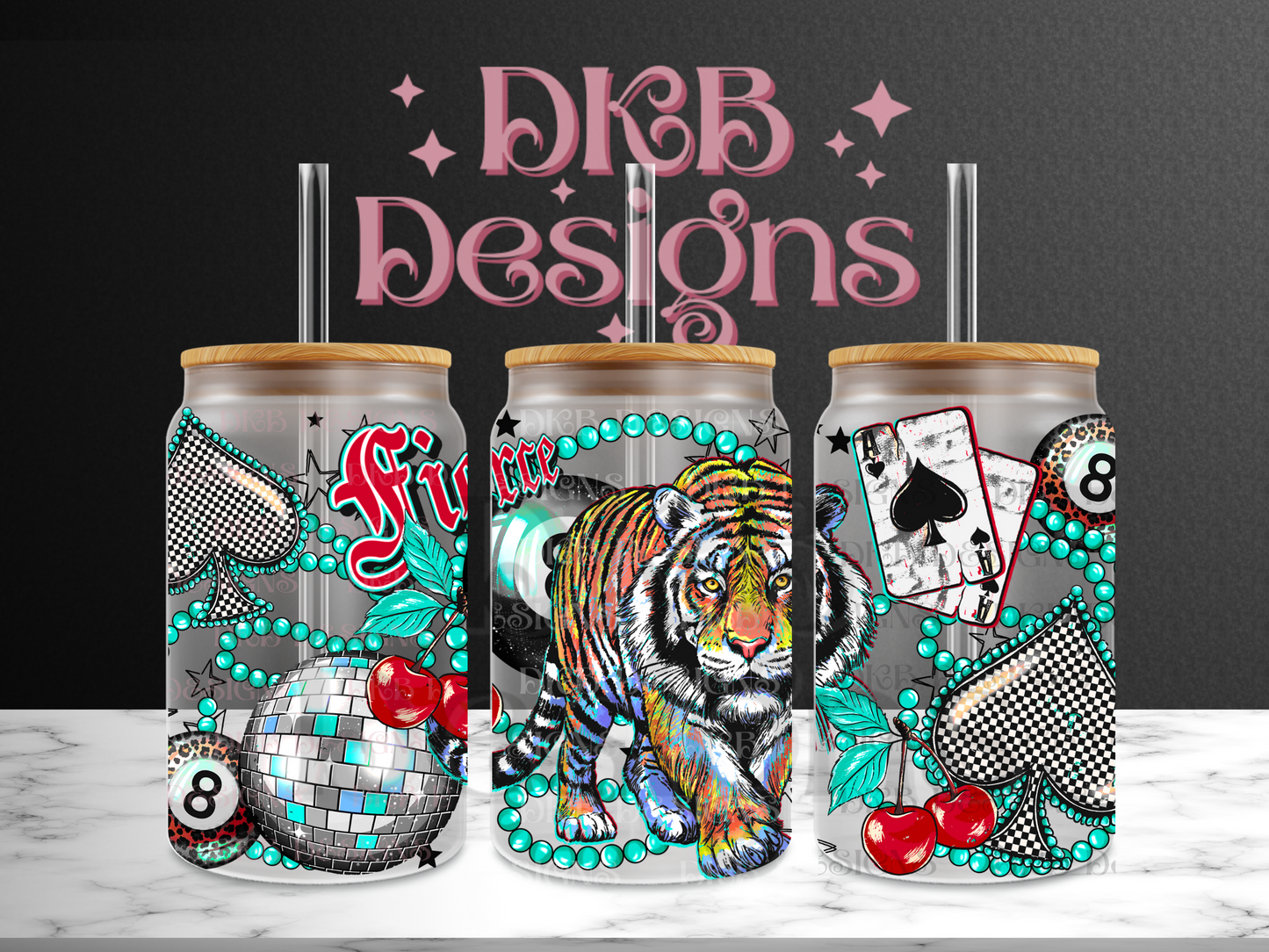 Fierce 16oz glass can UV DTF