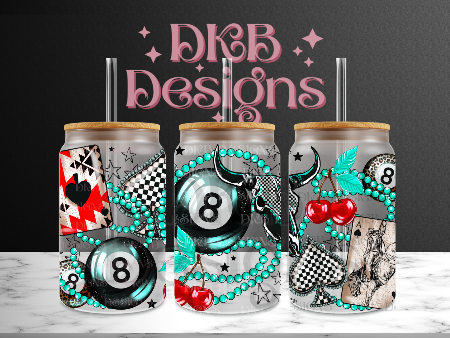 Lucky 16oz glass can UV DTF