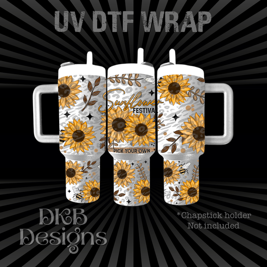 Sunflower festival Chapstick holder UV DTF