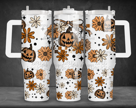 Pumpkin florals 40oz Tumbler UV DTF